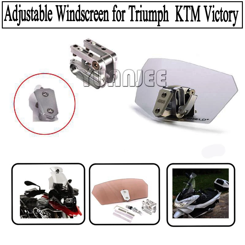 Airflow Adjustable Windscreen Wind Deflector Universal Motorcycle Windshield for Triumph Aprilia KTM Victory All WindshieldModel