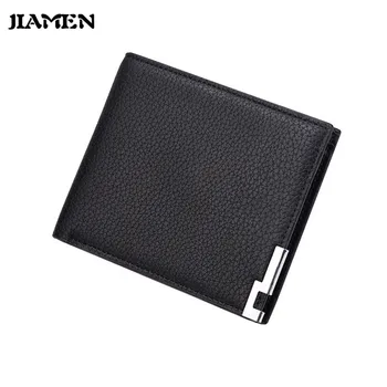 

Jiamen Leather Wallet Fashion Short Bifold Men Wallet Casual Soild Men Wallets Pocket Purses Male Wallets Card Credit Holder