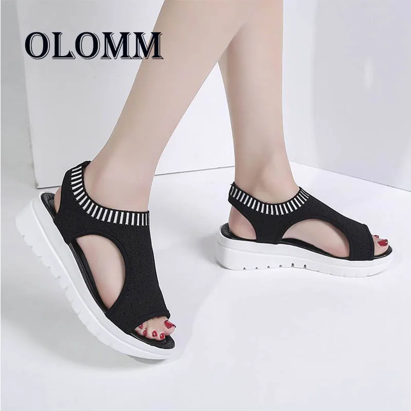 

OLOMM Women's Sandals 2019 New Comfortable Women's Shoes Wedge Sandals Women's Summer Non-slip Sandals Flat Women's Sandals