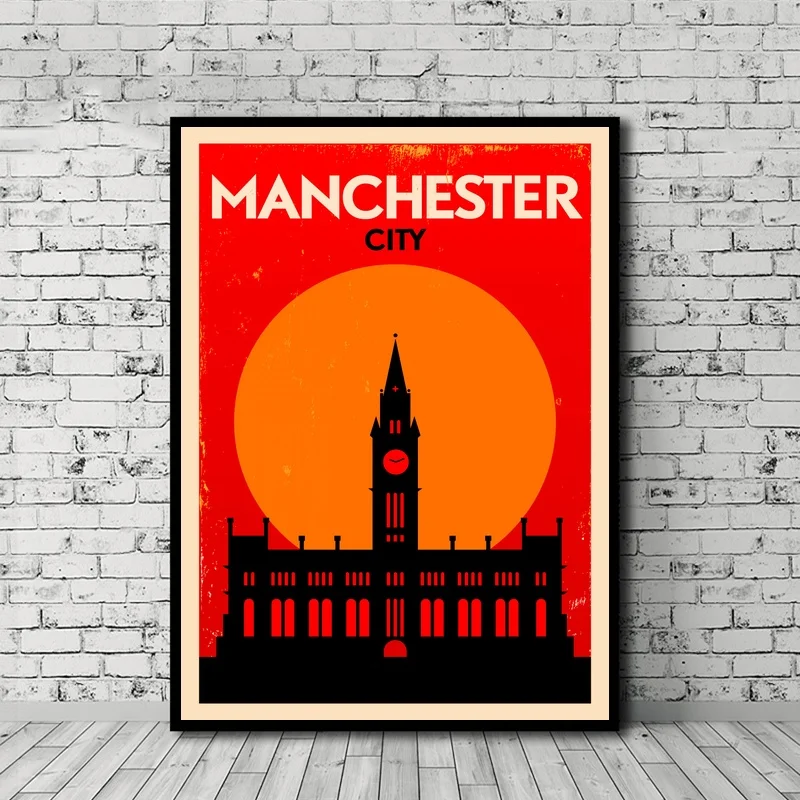 

Manchester Vintage City Poster Canvas Print Wall Art Home Decor No Frame