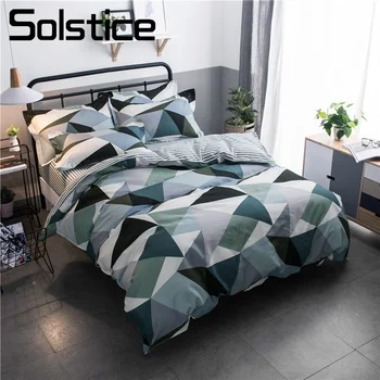 

Solstice Home Textile Geometric Checked Sport Simple Bedding Set Boy Kid Teen Adult Girl Linens Duvet Cover Pillowcase Bed Sheet