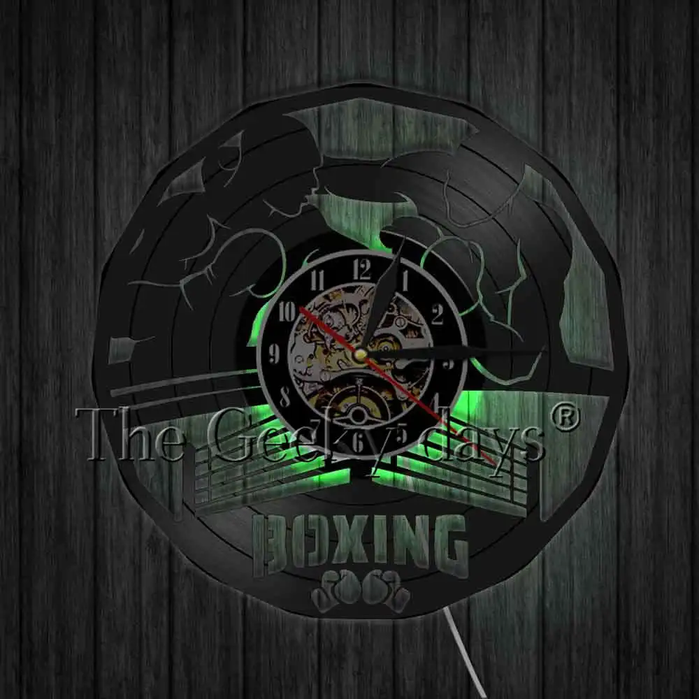1 шт боксерские настенные часы Pugilism из винила Boxing Main Event 3D современный настенный