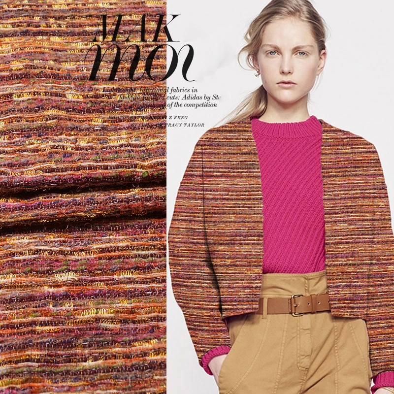

2017 new high-end compact color woven tweed catwalk Limited import grade woolen fabrics small fragrant
