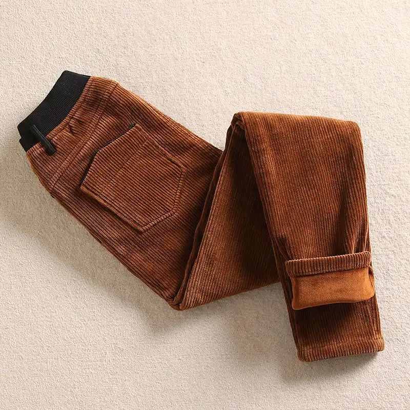 

Long Casual High Waist Trousers Women Autumn Winter Plus Velvet Thicken Corduroy Pants Women Warm Harem Pants Sweatpants C4720
