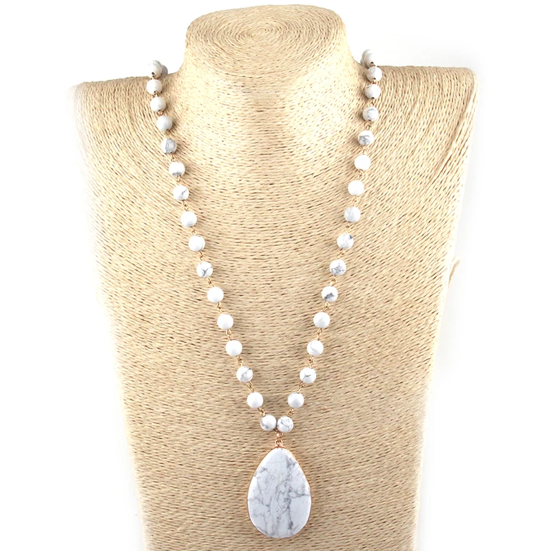 Модное богемное этническое ювелирное изделие, натуральный камень, четки, цепочка, совпадающий камень, подвеска, ожерелье s для женщин, этническое ожерелье