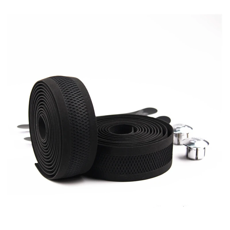 

Carbon Fiber Road Bike Handlebar Tape Mesh Design Non-slip waterproof Bartape Soft EVA Sponge Leather Tape Black