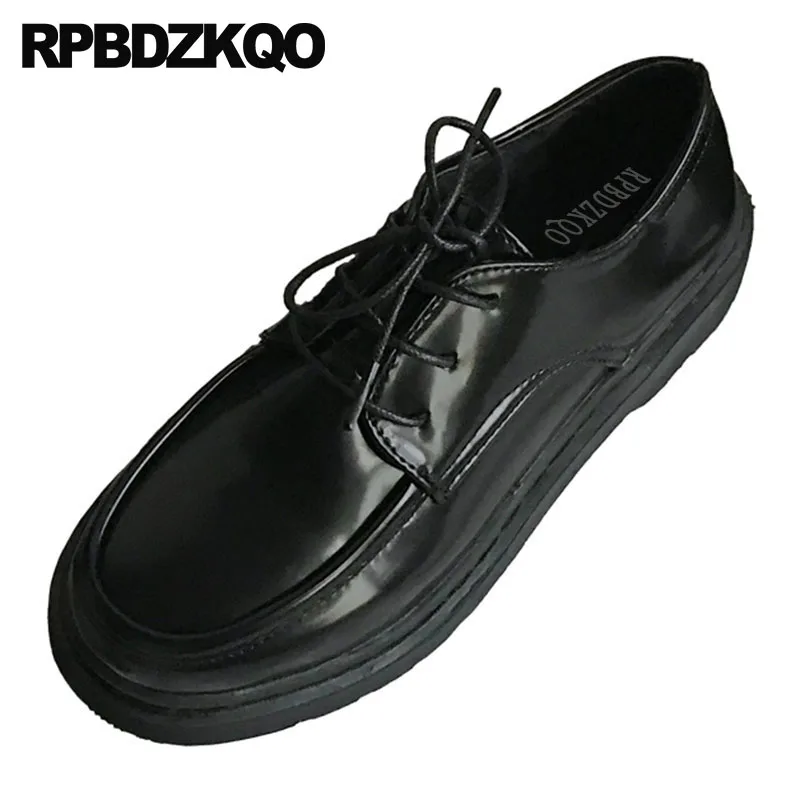 

brown comfy black patent leather plain japanese school vintage women oxfords shoes lace up 2018 retro designer round toe china