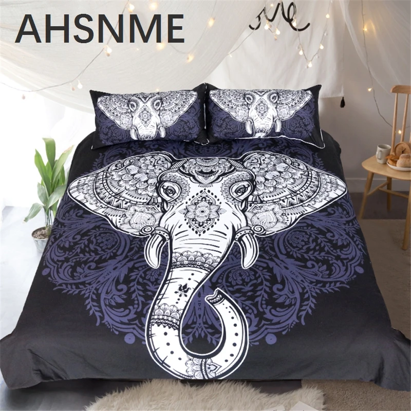 Ahsnme New Luxury Bohemian Design Elephant Patterns 3pcs Bedding