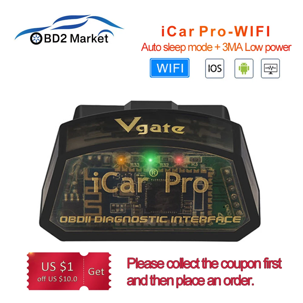 

Vgate iCar Pro ELM327 WIFI OBD2 scanner auto Diagnostic tool OBDII Code Reader scan tool pro elm 327 wifi diagnostic scanner