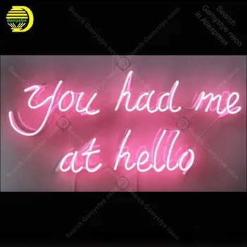 You Had Me At Hello Neon Sign Handmade neon light adornment Decorate Home Bedroom Iconic Art Neon Lamp Clear Board lamp Artwork