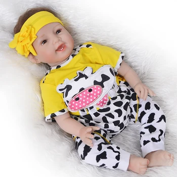 

Lovely Truly Smiling Reborn Babies 55 cm Girl Soft Silicone Vinyl Realistic 22'' Baby Bonecas Dolls Toy Stuff Cloth Body Doll