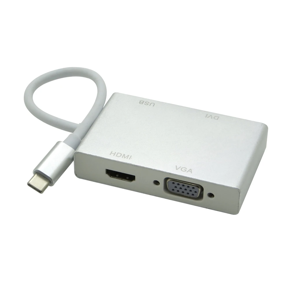 4 в 1 Тип C к HDMI VGA DVI USB3.0 адаптер USB 3 кабель конвертера для ноутбука Apple Macbook Google Chromebook
