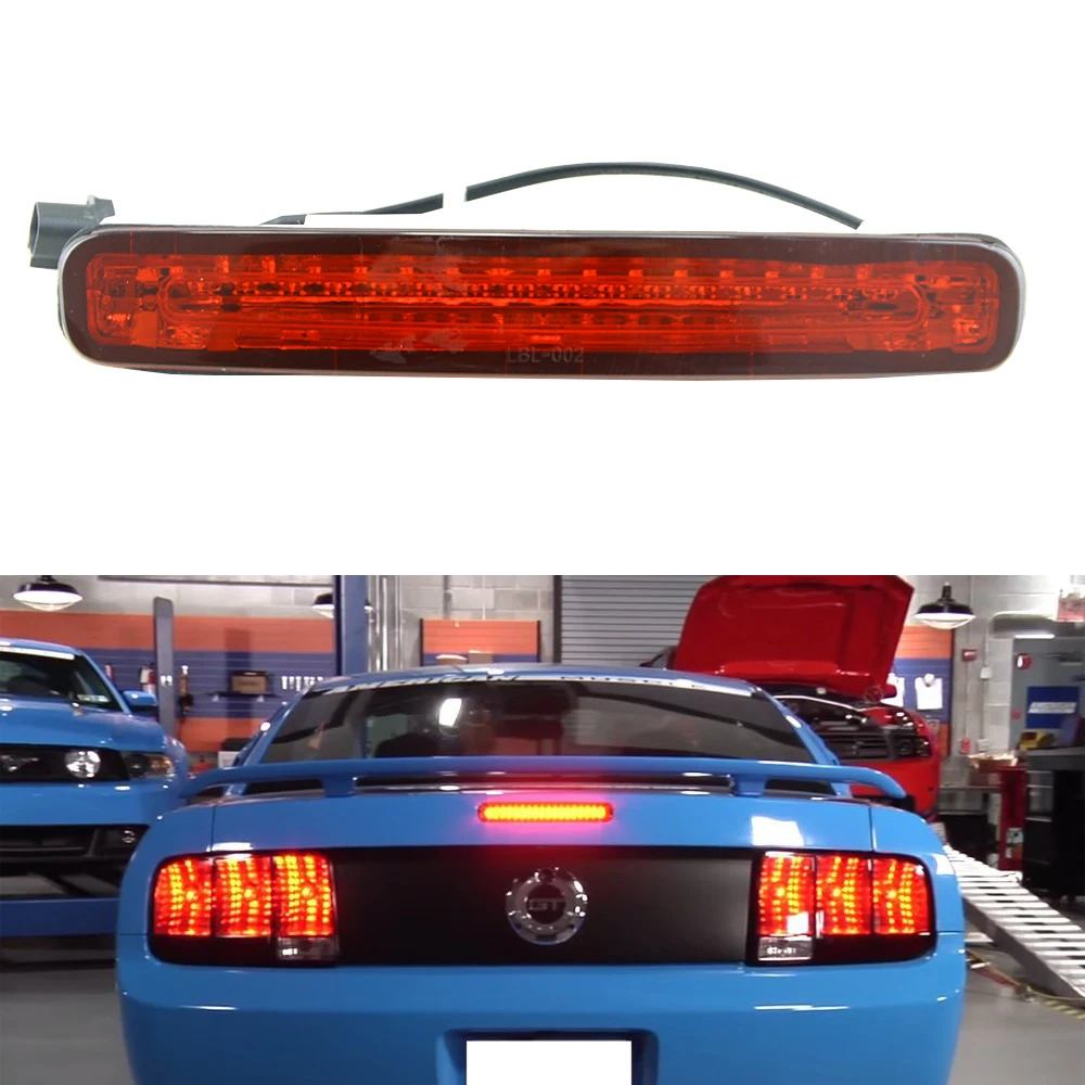 1pcs Third Brake Lights Red Lens Red LED Third 3rd Rear Tail Brake Light compatible with 2005-2009 Mustang