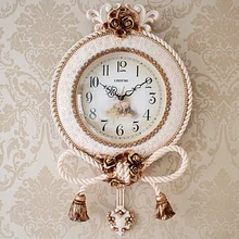 

Watch the European creative living room wall clock wall clock quartz clock mute American Pastoral fashion personality retro big