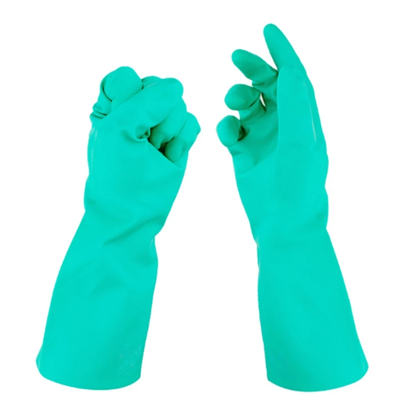 

Green Nitrile Protective Gloves Rubber Anti-chemical Oil And Acid-resistant Solvent Industrial Chemical Experiment Gloves