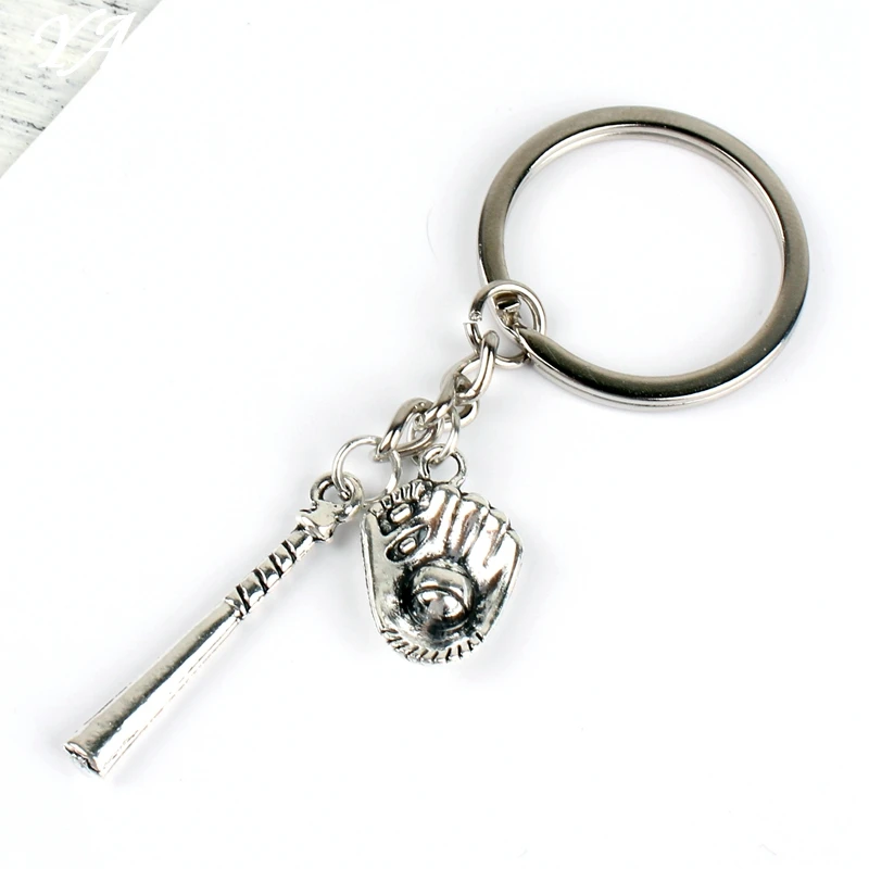 

New Fashion Keychain i love baseball Pendants DIY Men Jewelry Car Key Chain Ring Holder Souvenir For Gift Baseball glove bat