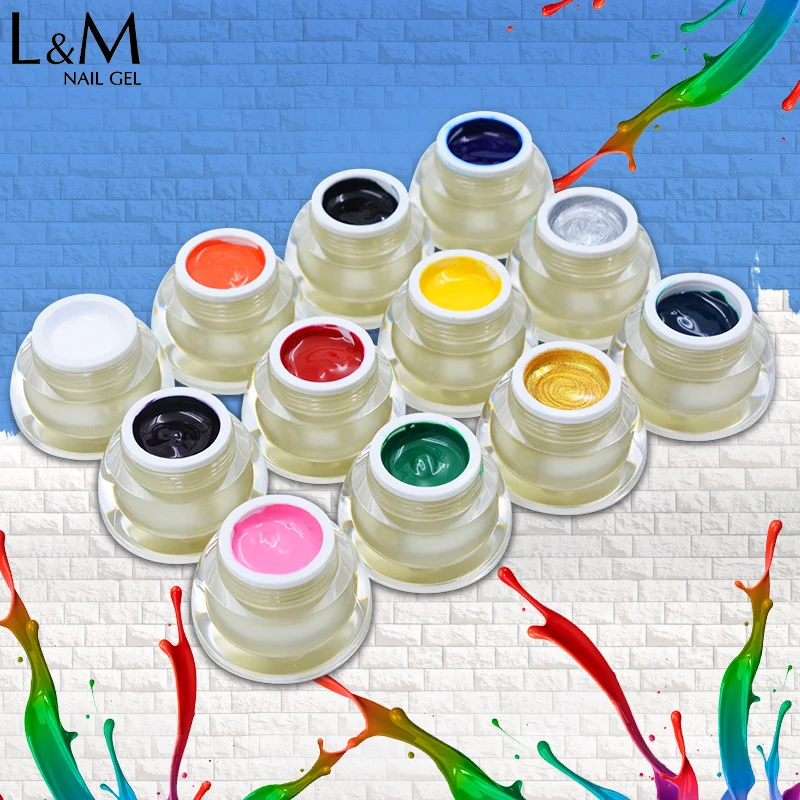 1 Jar ibdgel Brand DIY Art Nail Gel 12 Colors Nail Varnish 8g paint Gel