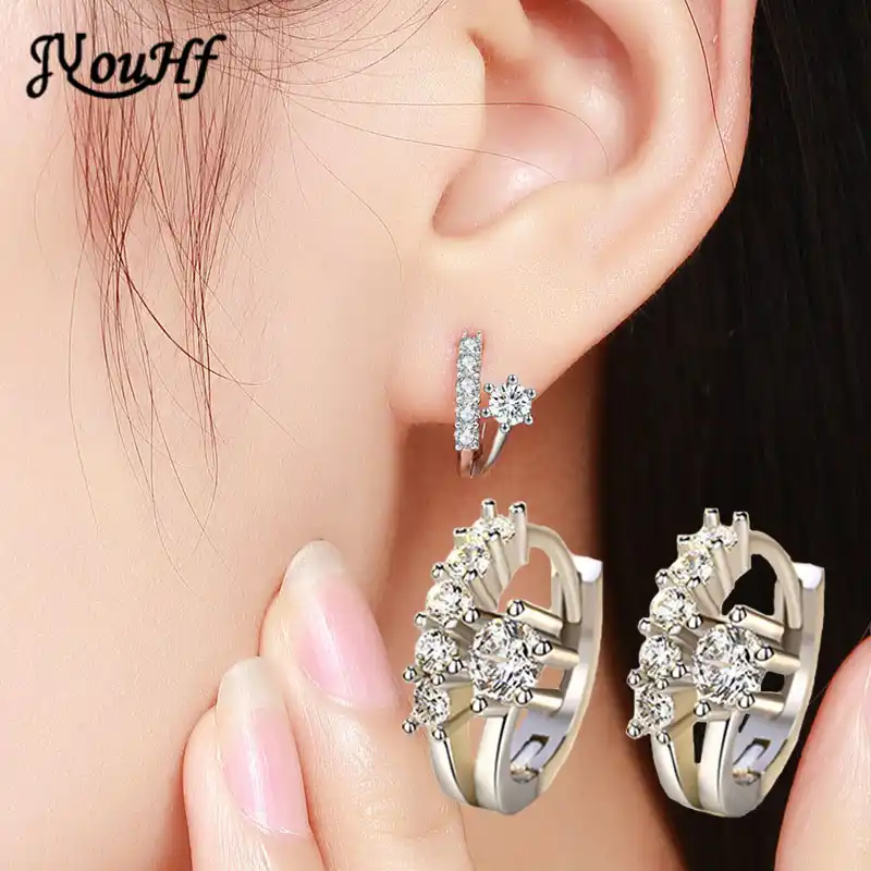 JYouHF 2017 маленькие милые серьги из стерлингового серебра 925 пробы с кубическим цирконием для девочек красивые серьги-кольца из стерлингового ...