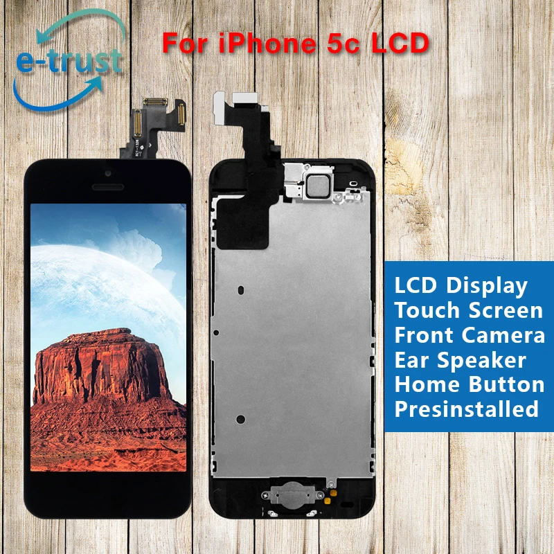 

10PCS LCD Display For iPhone 5C Digitizer Full Assembly With Front Camera + Home Button Replacement With Free Shipping