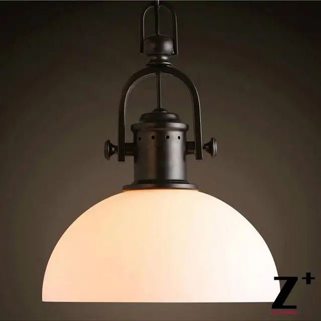 vintage industrial style frosted milk glass lampshade edison bulbs