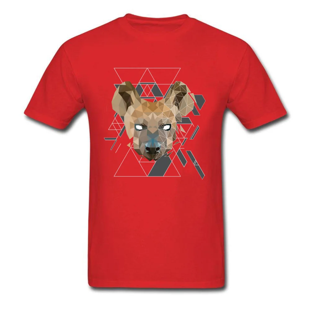 Geometric Hyena Top T-shirts for Men Printing Thanksgiving Day Tops Shirt Short Sleeve Fashion Tee-Shirt O Neck 100% Cotton Geometric Hyena red