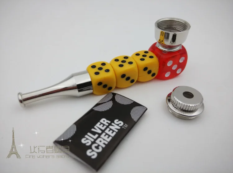 New 2pcs Fashion Dice Metal smoking Pipe weed pipes With Lid retail