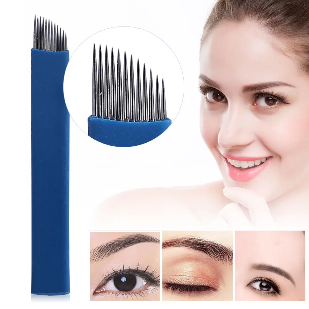 

100 Pcs/Set 12 Pin Microblading Tattoo Needles Stainless Steel Permanent Eyebrow Makeup Tattoos Supplies 2018 New HB88