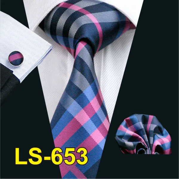 LS0653 LS-822, мужской галстук, черный, Пейсли, шелк, классический, Barry. Wang, галстук, Hanky, запонки, набор для мужчин, официальный, Свадебный, для вечеринки, для жениха - Цвет: LS0653