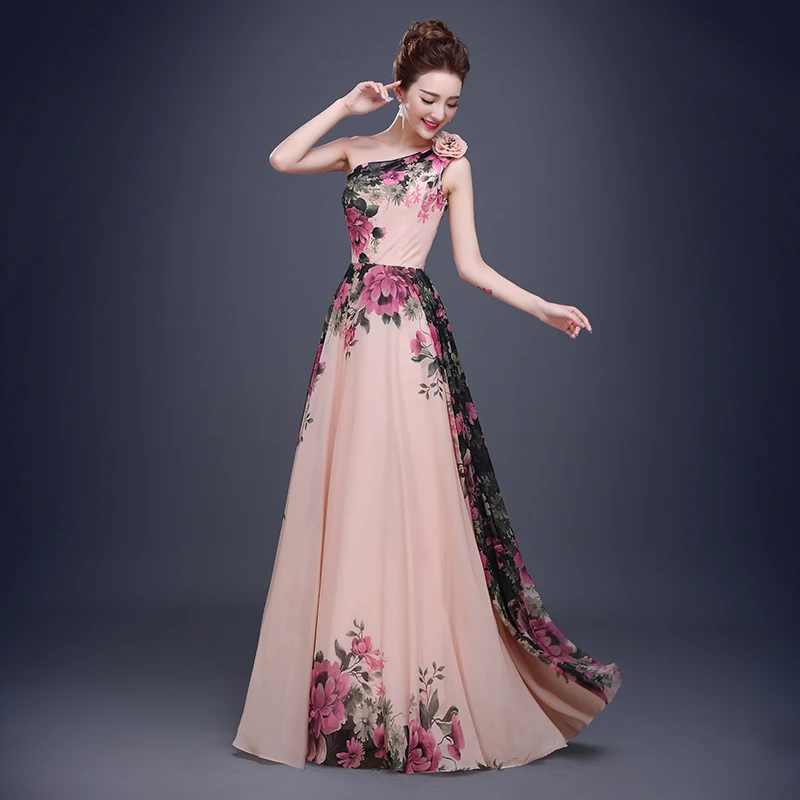 Вечернее платье с цветочным принтом, вечернее платье трапециевидной формы, женские длинные платья для выпускного вечера