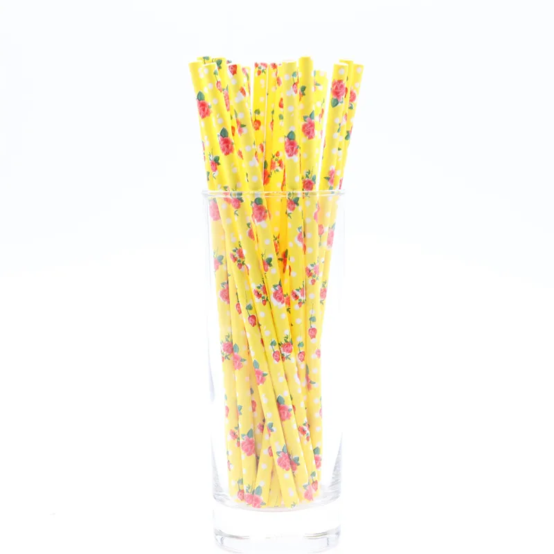 25 шт одноразовые соломинки для напитков в полоску цветок арбуз детская игрушка в ванную Свадебные украшения на день рождения - Цвет: Y46