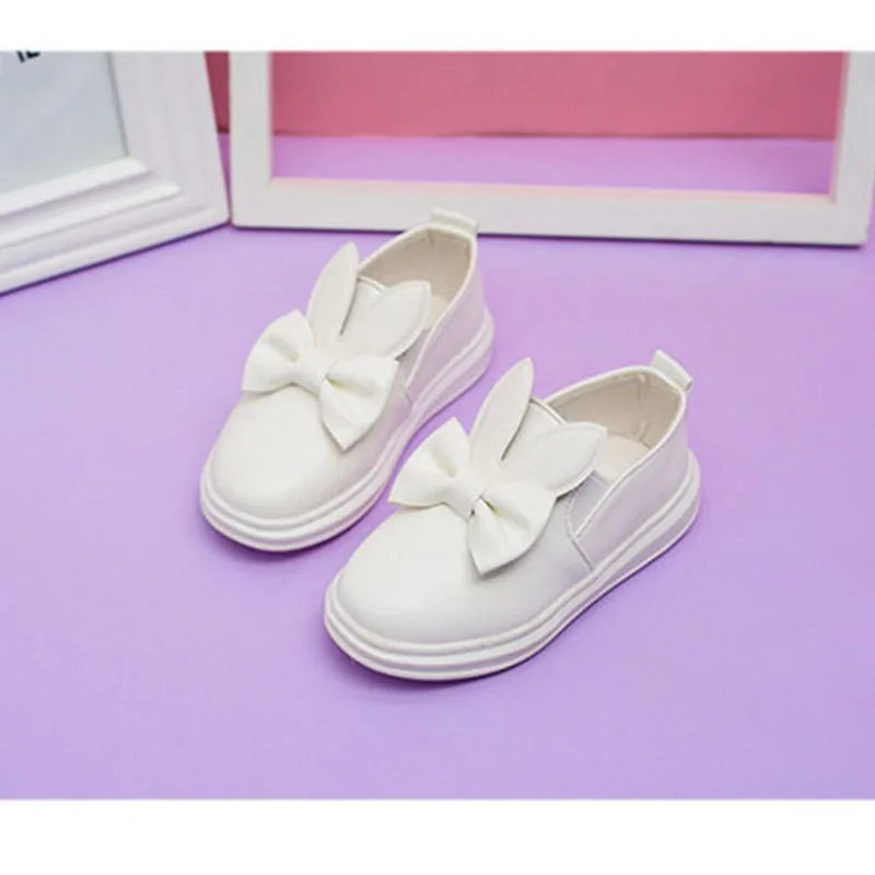 New Casual Children's Shoes Cute Rabbit Breathable Wear-resistant Kids Shoes For Girls White Red Pink Girls Flat Shoes XSKD11 (16)