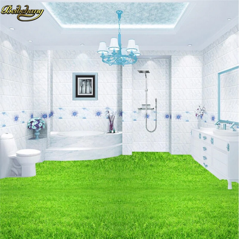 beibehang Custom Photo 3D Floor Painting Wallpaper 3D Floor Green Grass TV Background Wall papel de parede