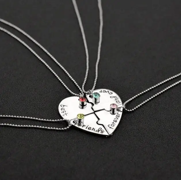 

5 Pcs hot high quality Best friends forever and ever love stitching alloy friendship necklace for female