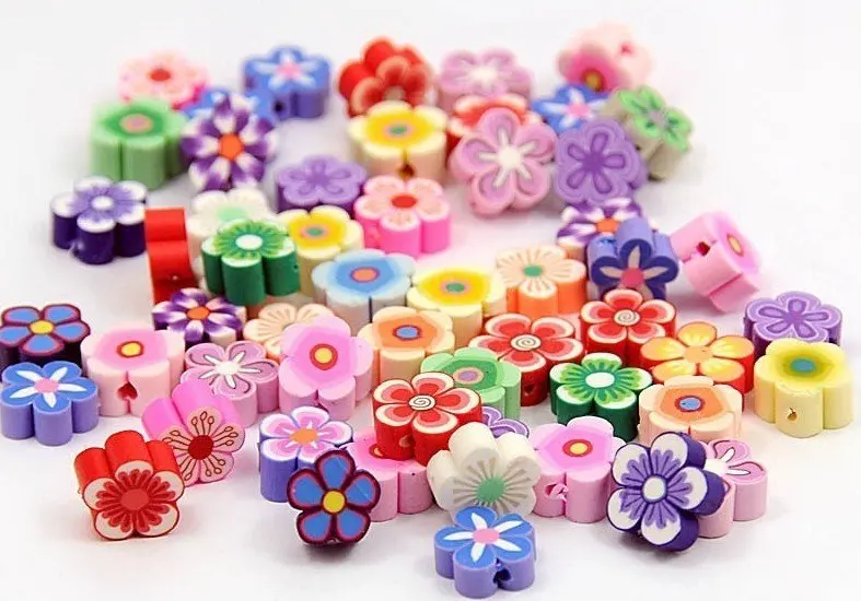 500pcs Kitsch Wholesale Kawaii Polymer Clay Flowers Multicolor, 8mm