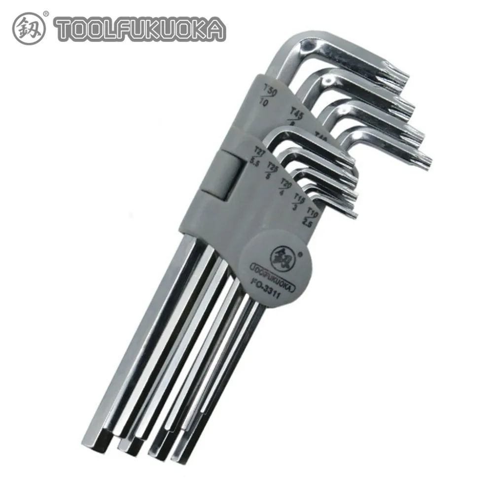 

9Pcs Hex Wrench 2.5-10mm/T10-T50 Wrench Set Double-End Allen Key Hexagon Torx Star Spanner Key Set Hand Tool Set