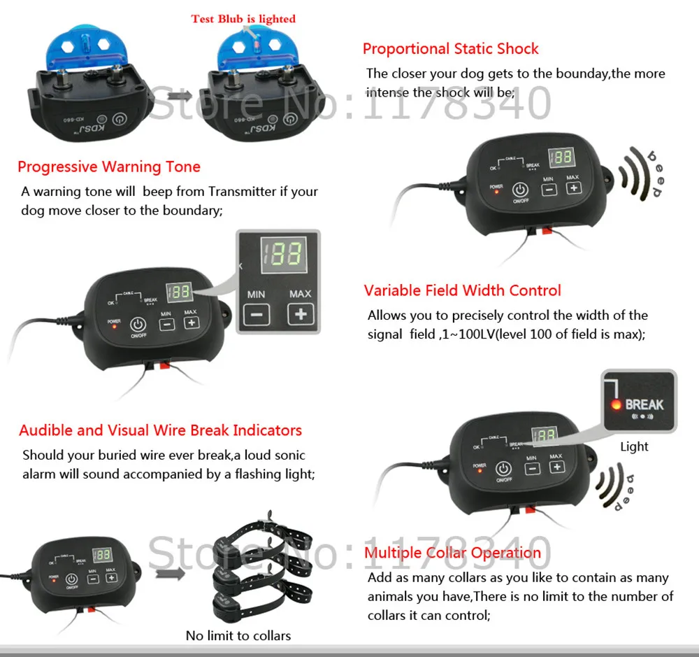KD660-1 Подземный Электрический Забор Pet шоковый ошейник для собак водонепроницаемый и перезаряжаемый