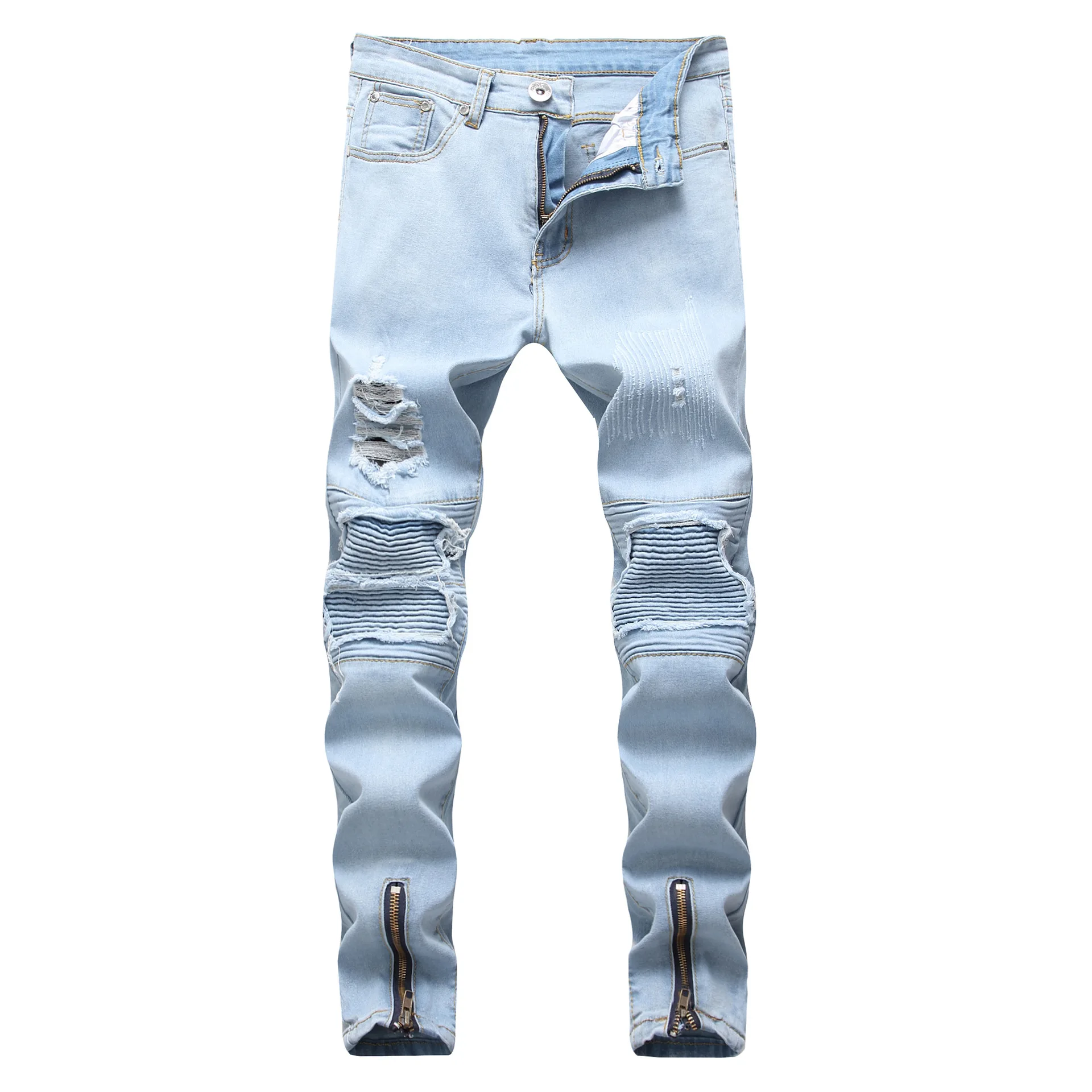 Men's Ripped Jeans Men Hi Street Mens Distressed Skinny Denim Joggers ...