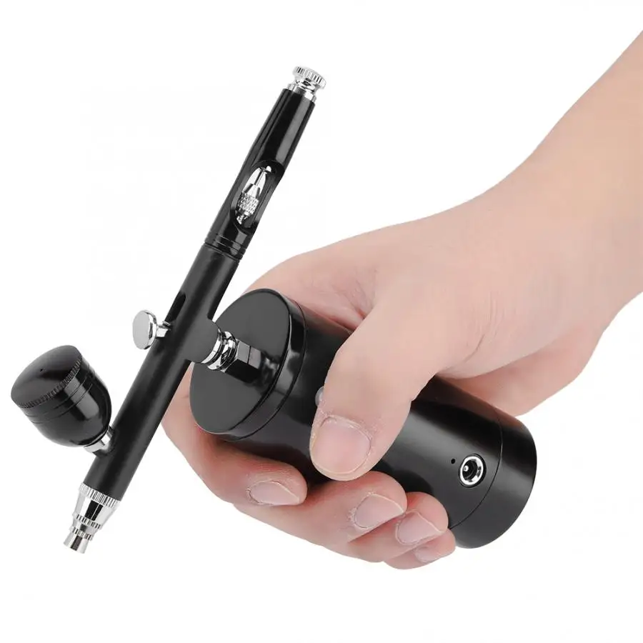 

7CC Capacity Spray gun 0.3mm Black Mini Air Compressor Spray Gun Airbrush Set