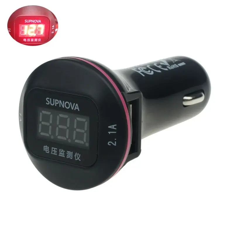 

Car Voltmeter Car Charger Car 12V 24V Dual USB Mobile GPS Charger Blue Red LED Display Voltmeter #WL1