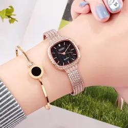 GEDI Мода Досуг Женские кварцевые наручные часы нержавеющая сталь Узкий браслет розовое золото маленький циферблат подарок часы