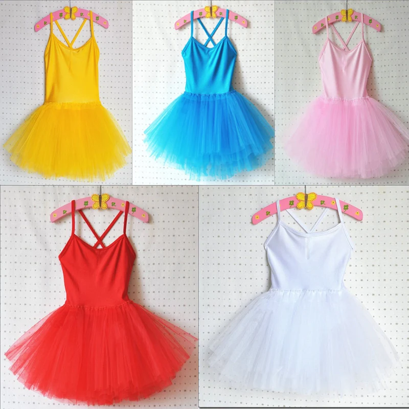 Детская Танцы балетная пачка юбка трудно марлевые сценические костюмы с ночное трико пять цветов для девочек JQ-089