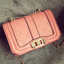 2016 Fashion Women Messenger Bags Lady’s Crossbody Bag Pink Ladies Handbags High Quality PU Leather Small Chain Bags BG247