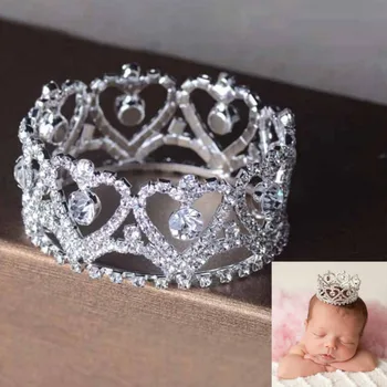 

Rhinestones Full Circle Mini Newborn Baby Tiara Crown Photography Props Crystal Round Baby Crown Hair Jewelry Accessories