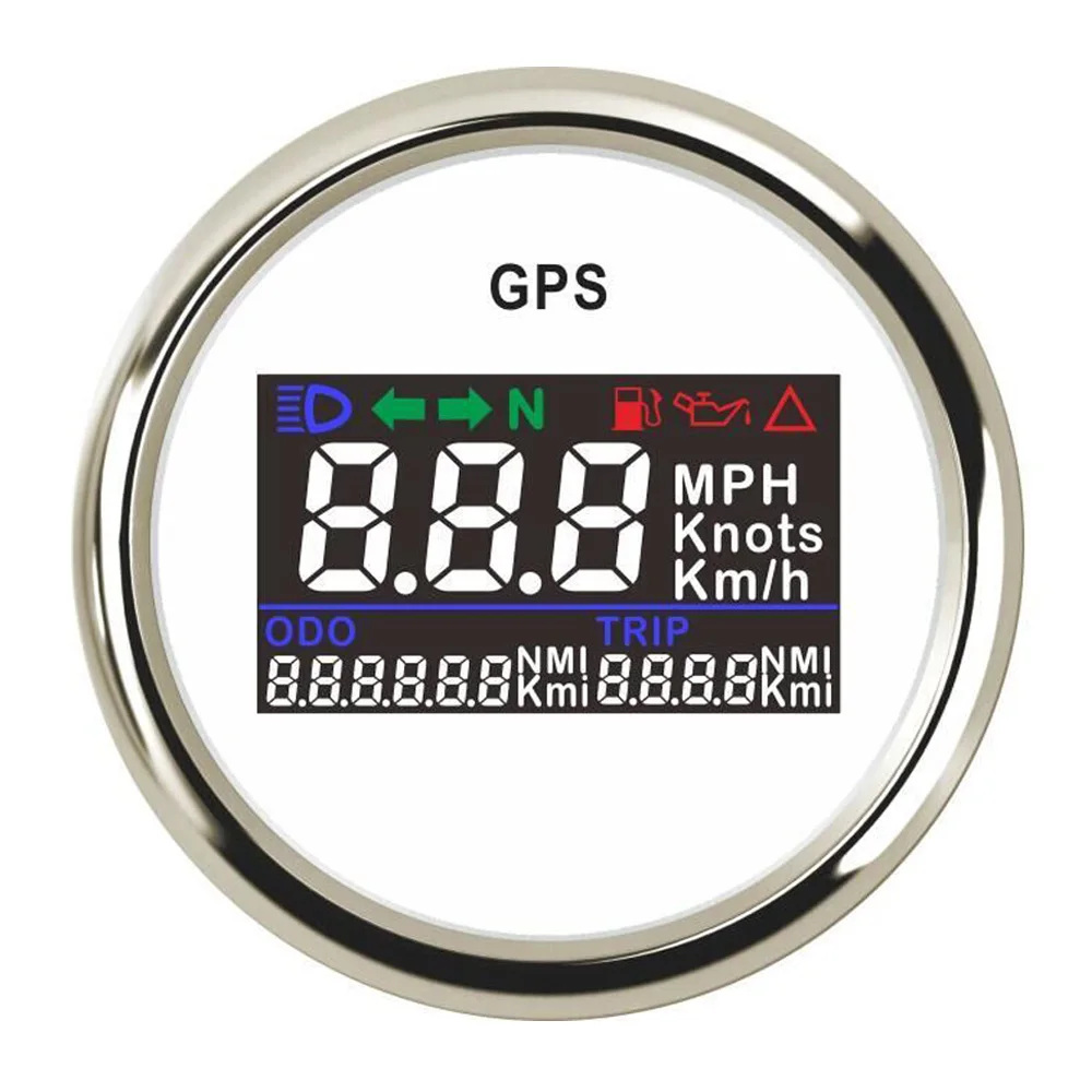 Цифровой GPS Спидометр 52 мм 0 ~ 999 миль/ч регулируемый спидометр для морской лодки