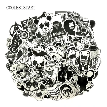 

200 Pcs/Lot Mixed Black And White Graffiti Stickers PVC Waterproof Sticker For Laptop Luggage Car Skateboard Notebook