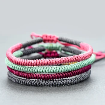 

Tibetan Buddhist Handmade Knots Lucky Rope Bracelets For Women Men Buddhism braided Jewelry Multi Colors - Happiness