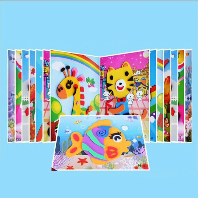 10 designs/lot DIY Cartoon 3D EVA Foam Sticker Puzzle Series Kids Multi-patterns Styles Toys for Children Birthday Gift 6