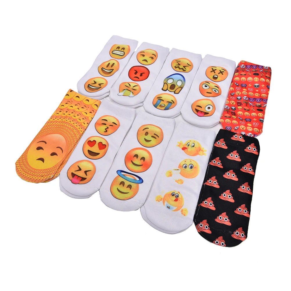 New 1Pair 10 Styles Women 3D Printed Smiley Face Emoticons Emoji Amusing Ankle Socks Costume Accessories For Women New 1Pair 10 Styles Women 3D Printed Smiley Face Emoticons Emoji Amusing Ankle Socks Costume Accessories For Women