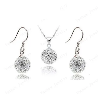 

YiKLN Fashion Rhinestone Jewelry Sets 10MM Disco Ball Beads Austrian Crystals Pendants & Drop Earrings Set For Women Gift SHSE61
