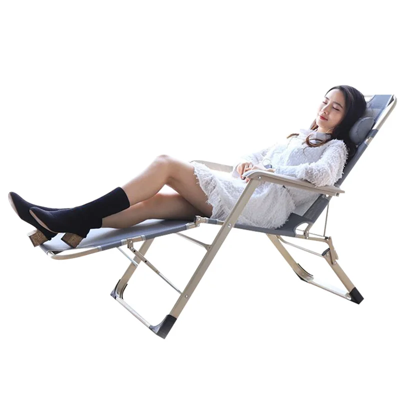 

Adjustable Nap Recliner Chair Foldable Deck Fishing Beach Chair with Steel Pipe for 200kg Non-slip Pad Home Hospital Furniture